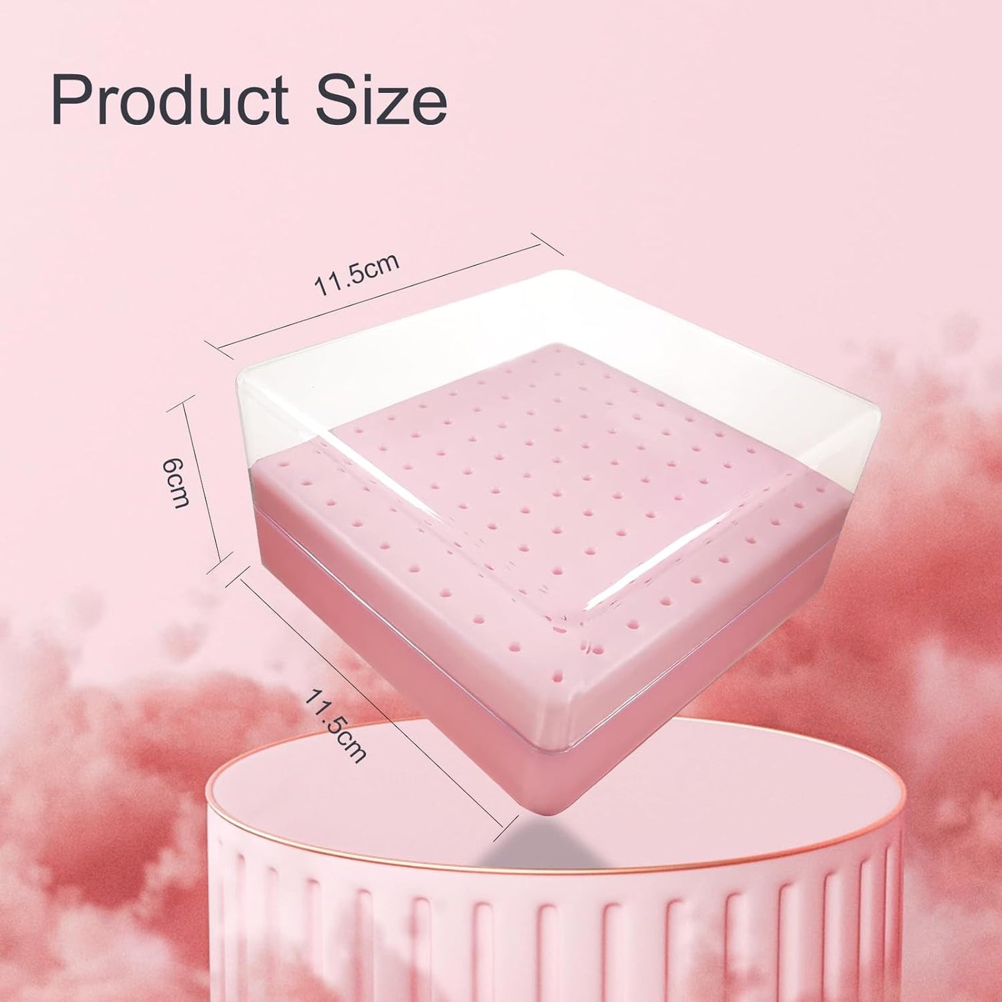 Nail Drill Bits Holder, CORFULRA Nail Organizer Box for Nail Drill Bits, Large Space of Container Case for Drill Bits for Nails, 100 Holes Dustproof Displayer Box of Nail Supplies for Nail Tach, Pink