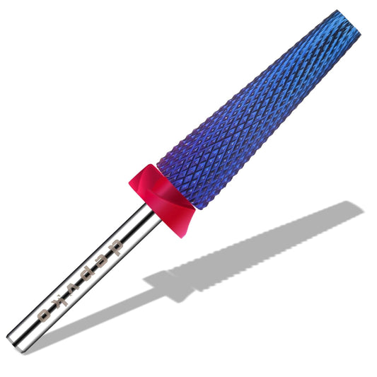 Depvko Super Long 5 in 1 Nail Drill Bits, 3/32'' Carbide Tungsten Bits, Two Way Rotate Professional Advanced Safety Bits for Nail, Fast Remove for Manicure Pedicure (Long 5in1-Purple, Fine-F)
