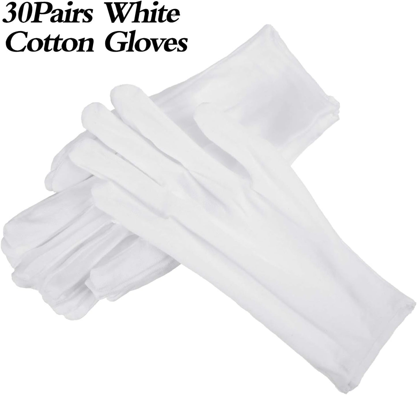 SATINIOR 60 Pcs Cotton Glove Stretchy Work Glove Reusable Mitten for Men Women Hand Dry Art Coin Handling Jewelry