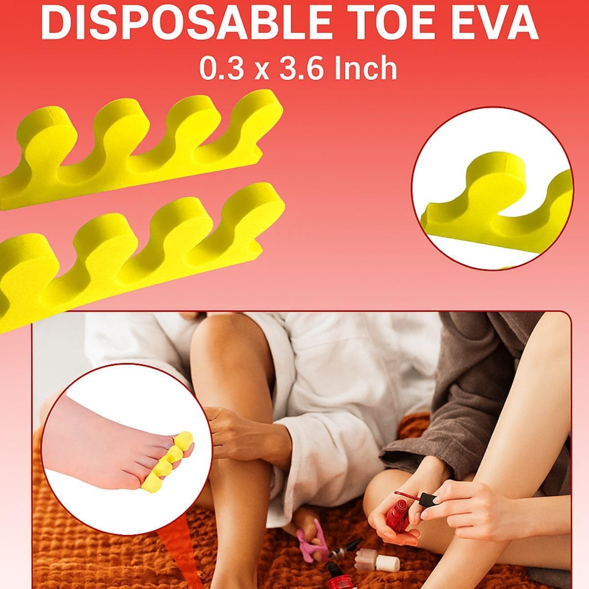 Disposable 4-Piece Pedicure Kit, 200 Count – Individually Wrapped Spa Set with Yellow Pumice, White 80/100 Grit Nail File, Orange Buffer, Toe Separators – Nail Care for Salon & Home Use