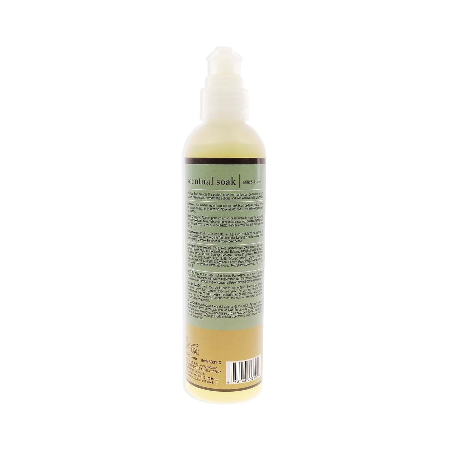 Cuccio Naturale Scentual Soak - Creamy, Liquid Wash For Mani-Pedi - No Parabens - Soften, Cleanse And Hydrate Skin - Anti-Aging Solution - Use On Hands, Body And Feet - Milk And Honey - 8 Oz