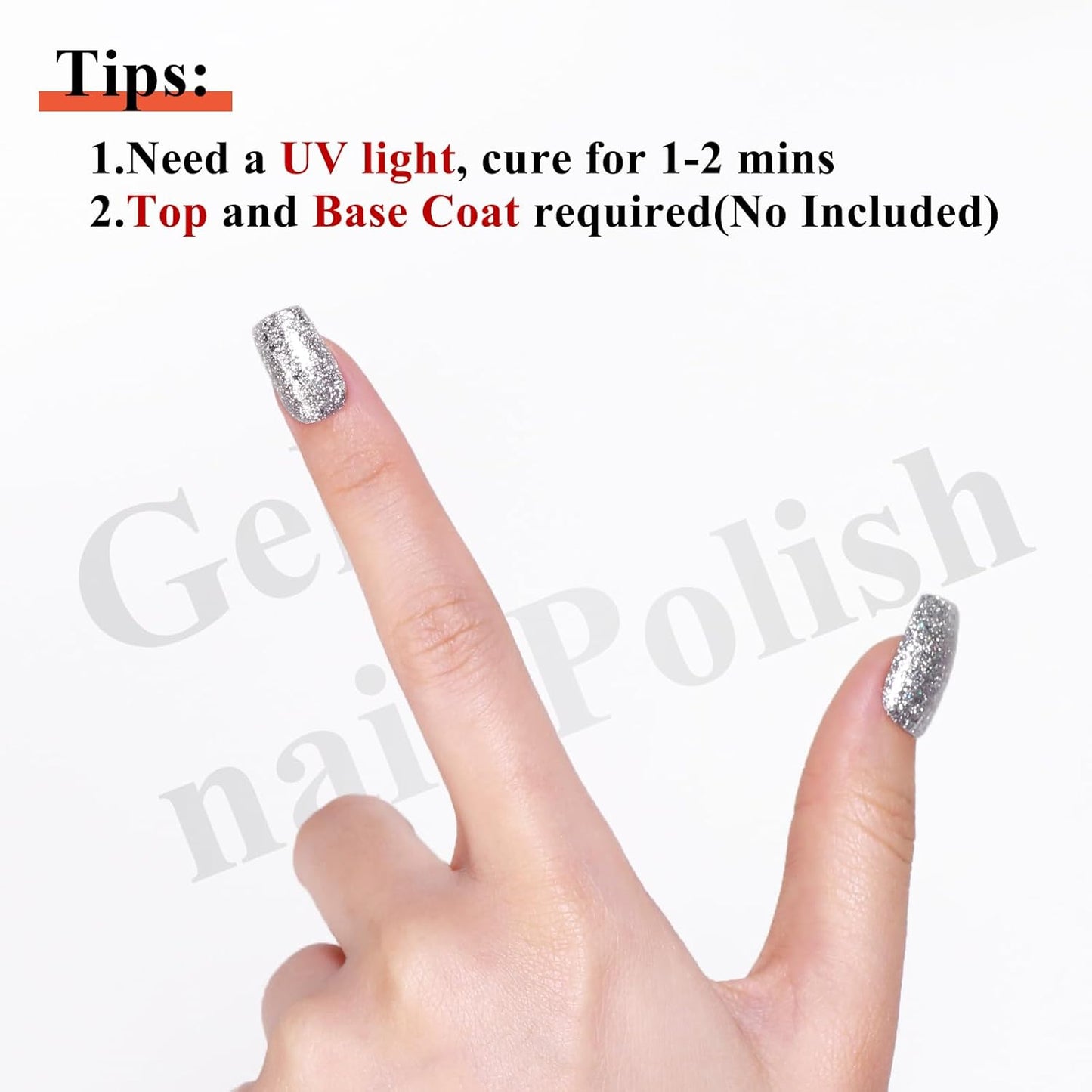 Imtiti 10ml Silver Glitter Gel Nail Polish Long Lasting Soak Off UV Led Christmas Silver Gel Polish Salon DIY at Home Gift for Women 1Pcs