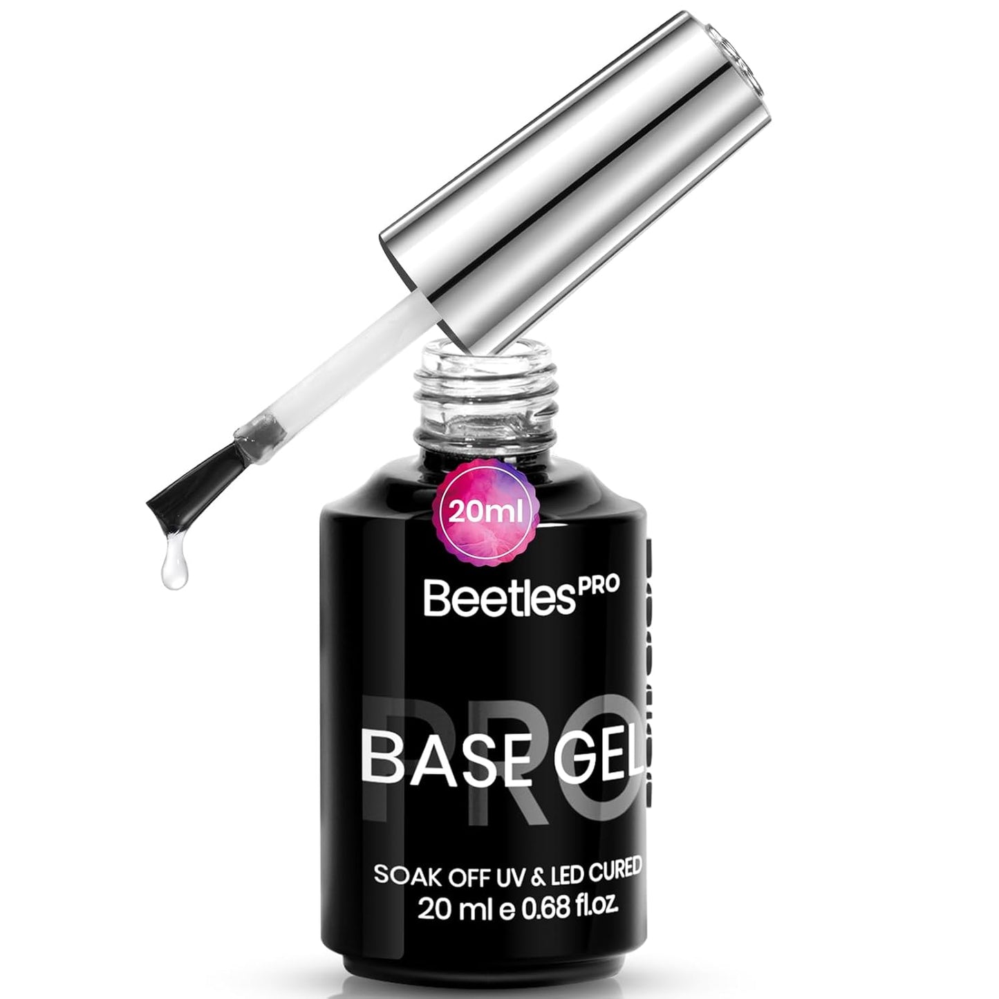 Beetles Pro Gel Base Coat– 20ml Each, Hema-Free & Self-Leveling Long-Lasting to 28 Days - Soak-Off Gel for LED/U V Lamps, Professional Salon Manicure