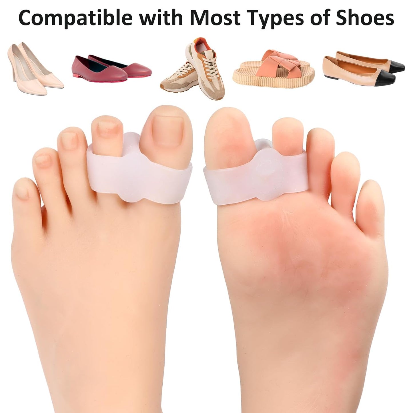 8 Pack Toe Separators Bunion Corrector with 2 Loops Overlapping Hammer Toe Separator Women Men Gel Toe Straightener Fabric Lining Splint for Feet Preventing Rubbing Relieve Foot Pressure