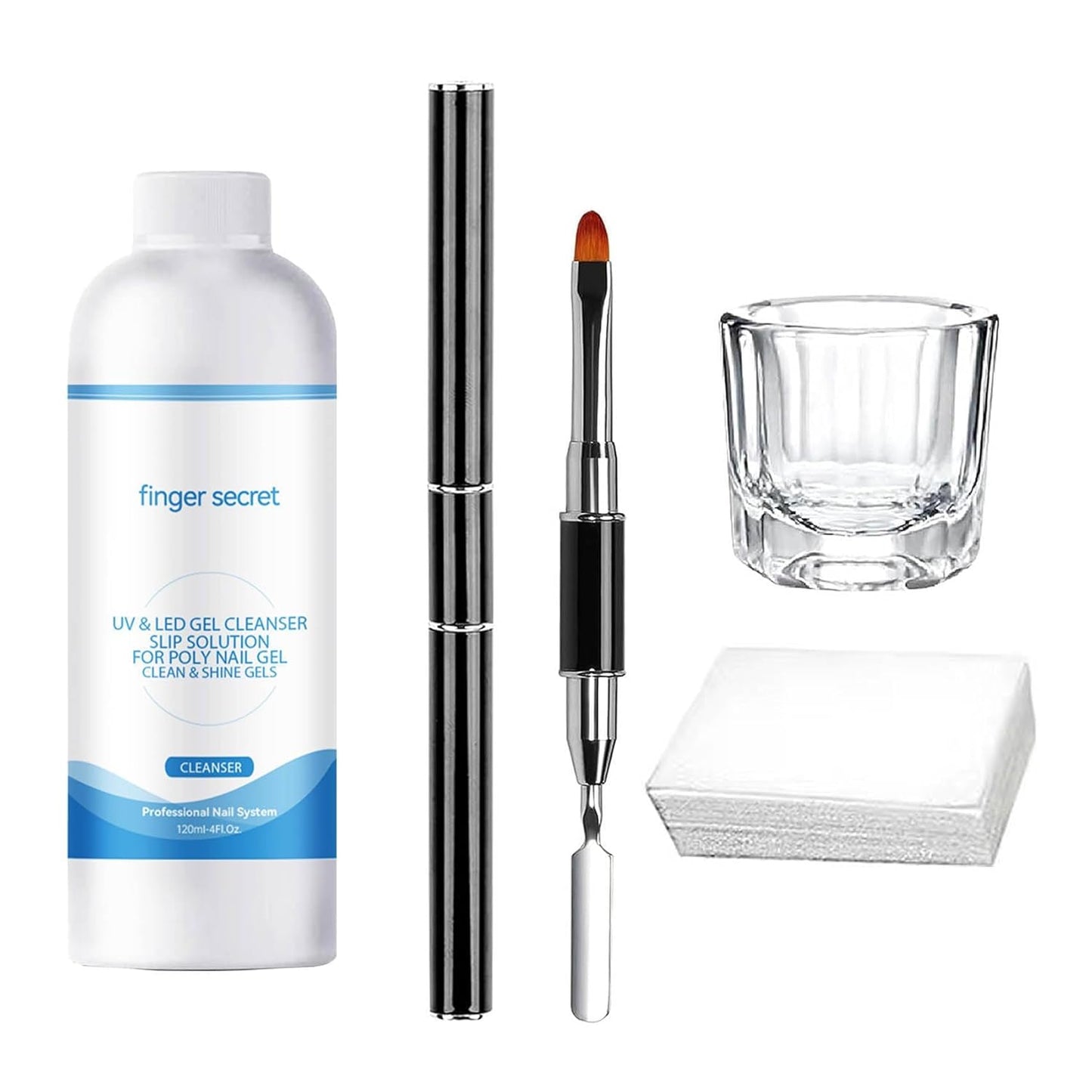 Slip Solution For Poly Nail Gel 4oz With Dual-Ended Brush Poly Gel Nail Kit Professional Gel Cleanser for UV & LED Gels.Ideal for Nails DIY Beginners