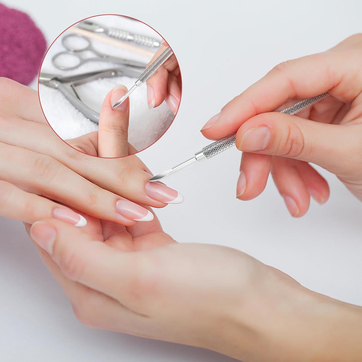 Cuticle Pusher Nail Polish Remover 2-in-1 Cuticle Trimmer Nail Care Tool Cuticle Pusher with 2 Ends Stainless Steel Manicure Tool (Pointed end)