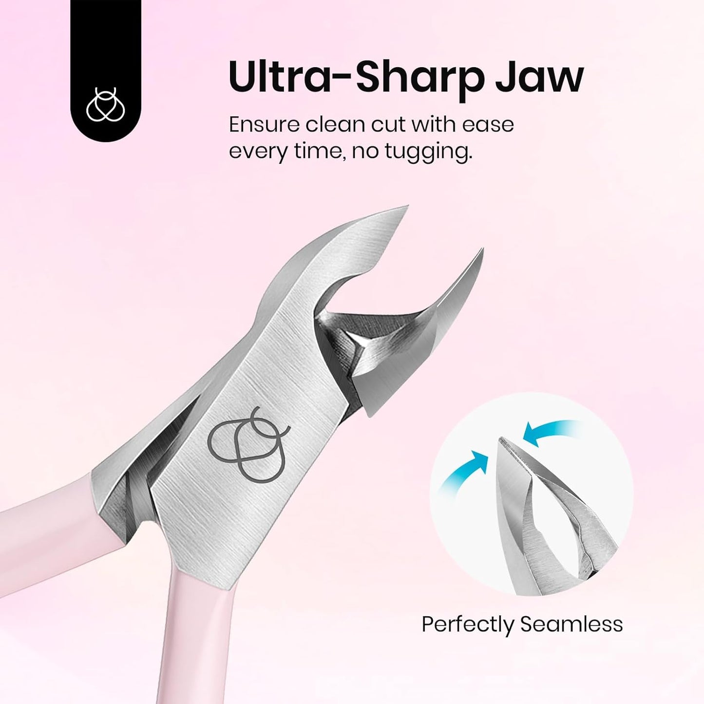 Beetles Cuticle Trimmer Nail Cuticle Nippers 0.16 Inch Fine Jaw Cuticles Cutter Stainless Steel Cuticles Remover Scissors Beginner Friendly Nail Art Tools for Manicure Care Pink