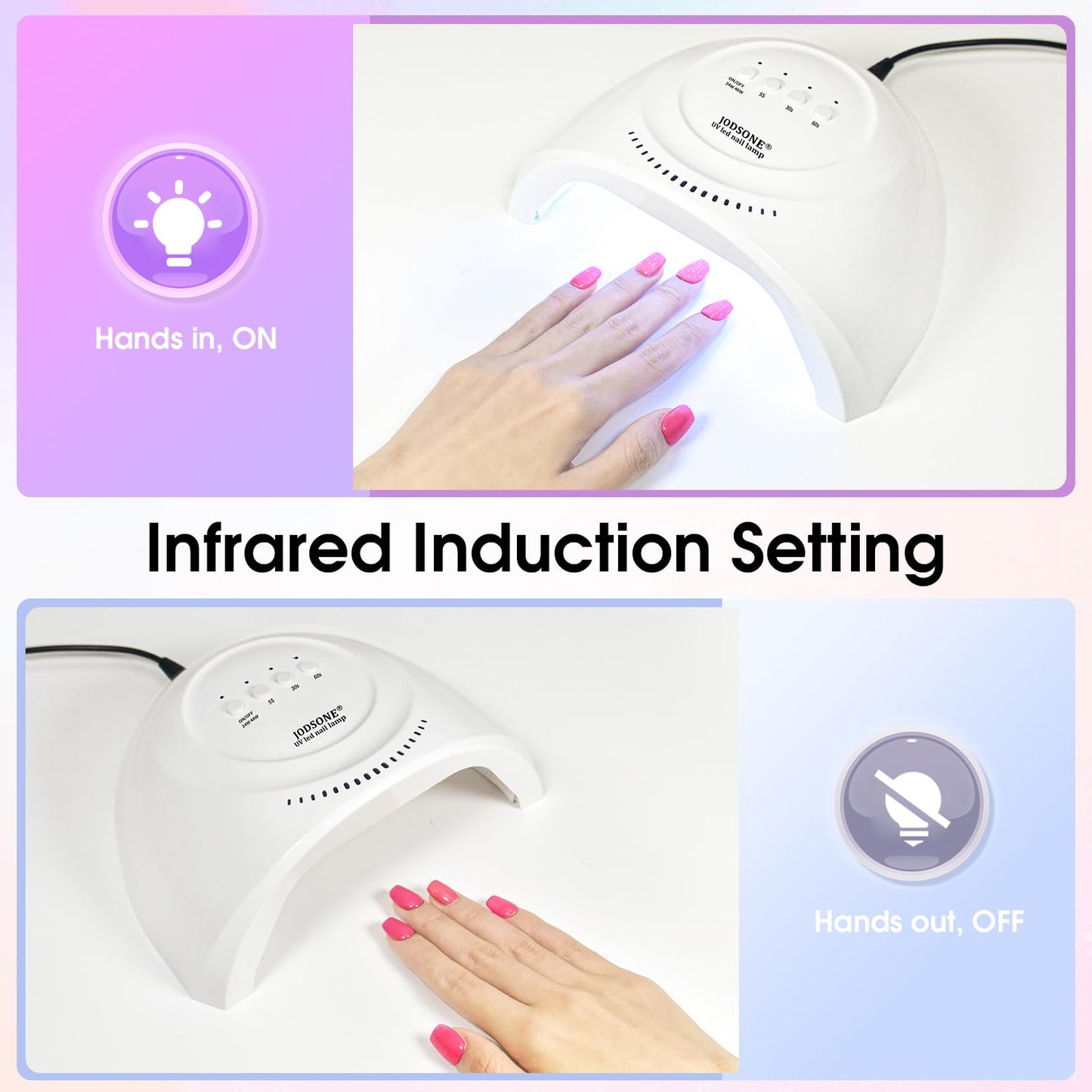 JODSONE U V LED Nail Lamp with 30 Light Beads Nail Dryer for Gel Polish, Automatic Sensor 3 Timers Led Nail Light for Gel Nails