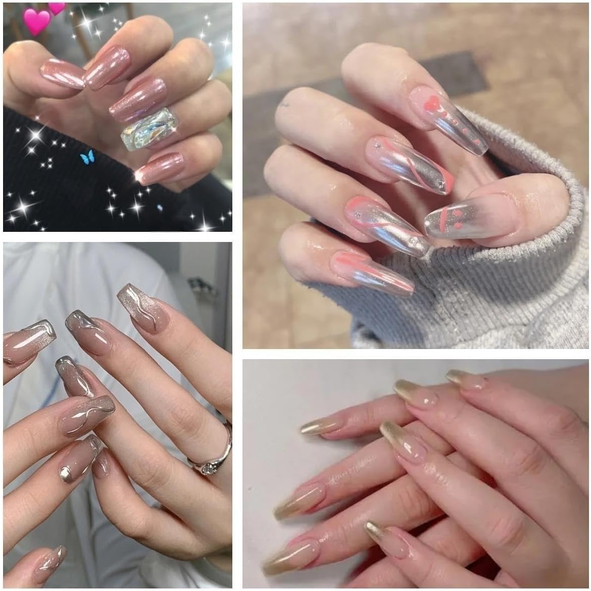 Rose Gold Nail Chrome Powders, 6 Colors Gold Chrome Powder for Nails Metallic Mirror Nail Powders Nail Art Decorations