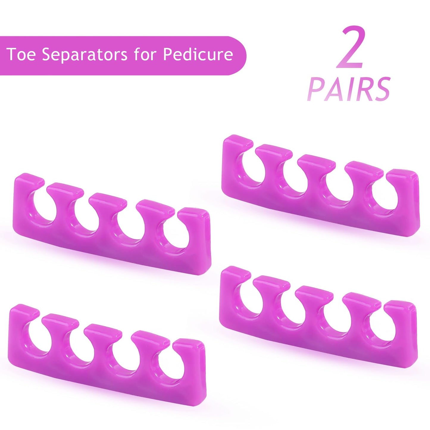 Toe Separators for Women, 2 Pairs Soft Silicone Pedicure Toe Separators Toe Dividers for Nail Polish Washable Spacers Manicure Tools Salon Supplies separadores de dedos de los pies