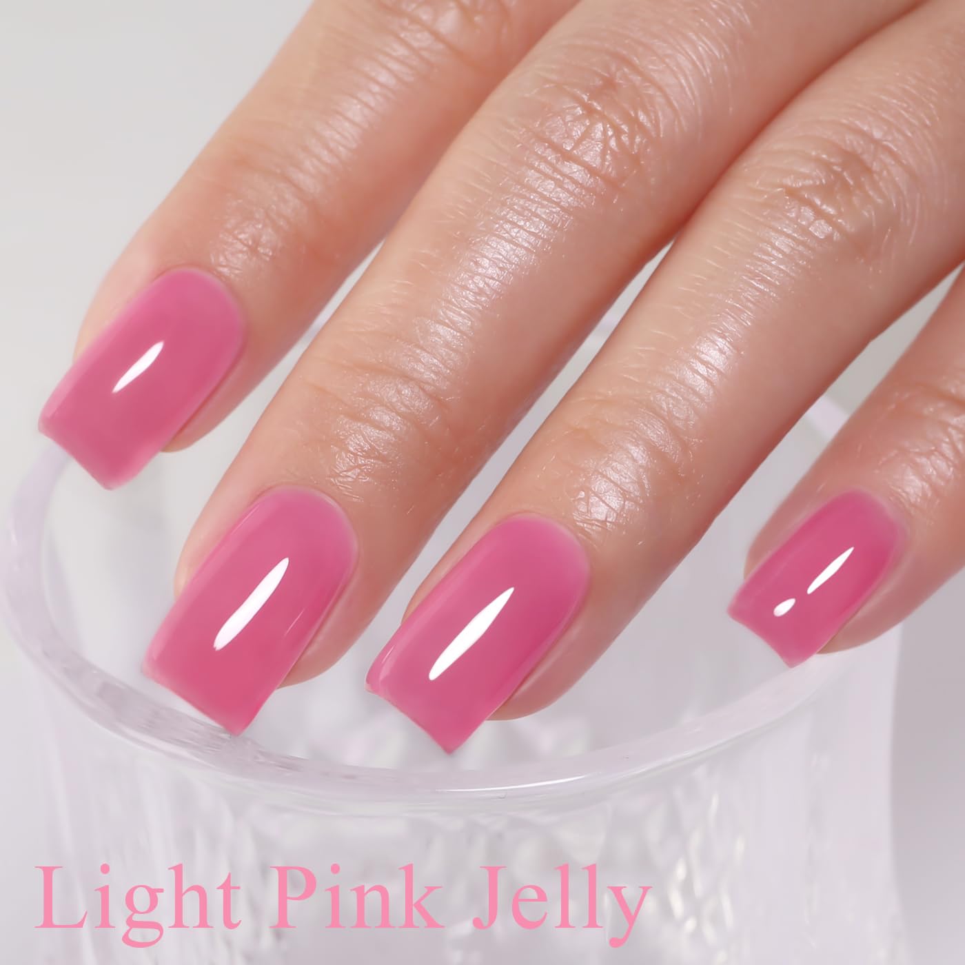 Imtiti Jelly Gel Nail Polish, Bright Pink Sheer Jelly Nail Gel Polish Soak Off UV LED Spring Summer Translucent Art Manicure Salon DIY Design 10ML