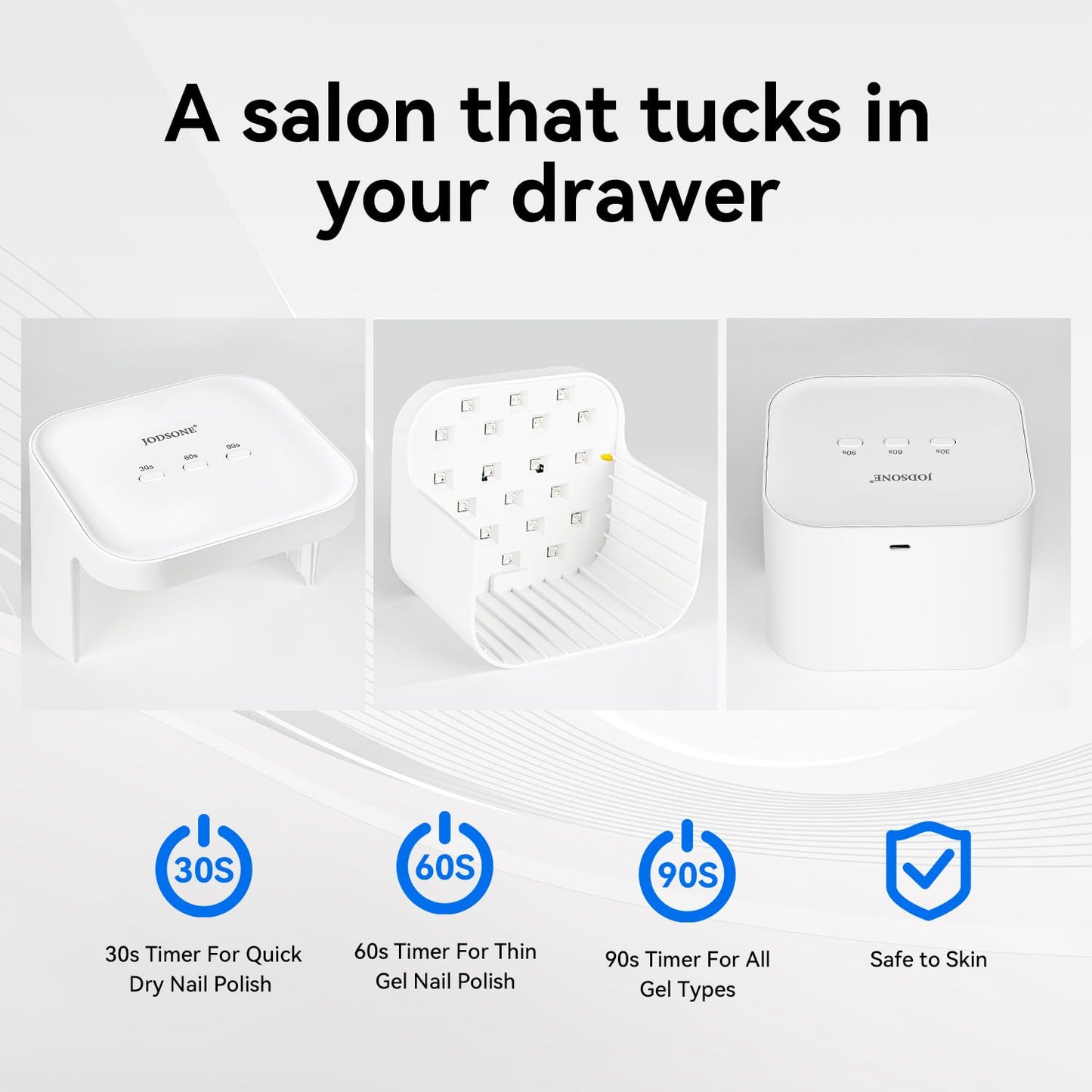 JODSONE U V LED Professional Nail Art Lamp Large Space for Foot Nail, Sensor 3 Timing Modes for DIY at Home, White