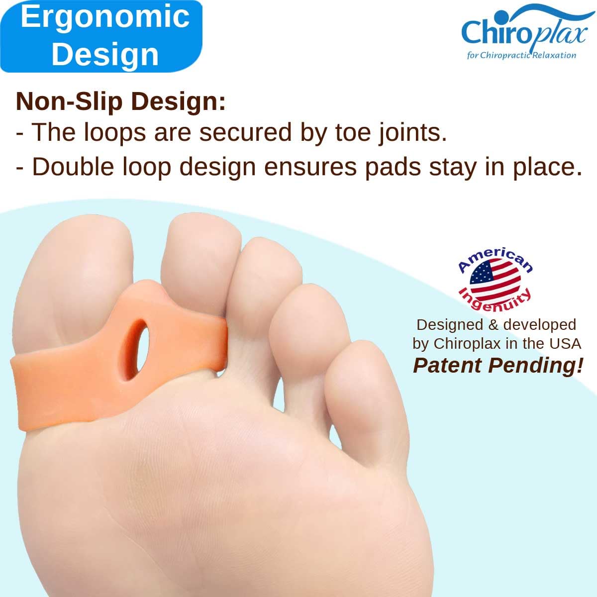 Chiroplax Bunion Corrector Pads Silicone Big Toe Separator Straightener Spacer for Women & Men Hallux Valgus Pain Relief Sleeve Cushion Splint Protector (4 Pads w/Shims - Medium)