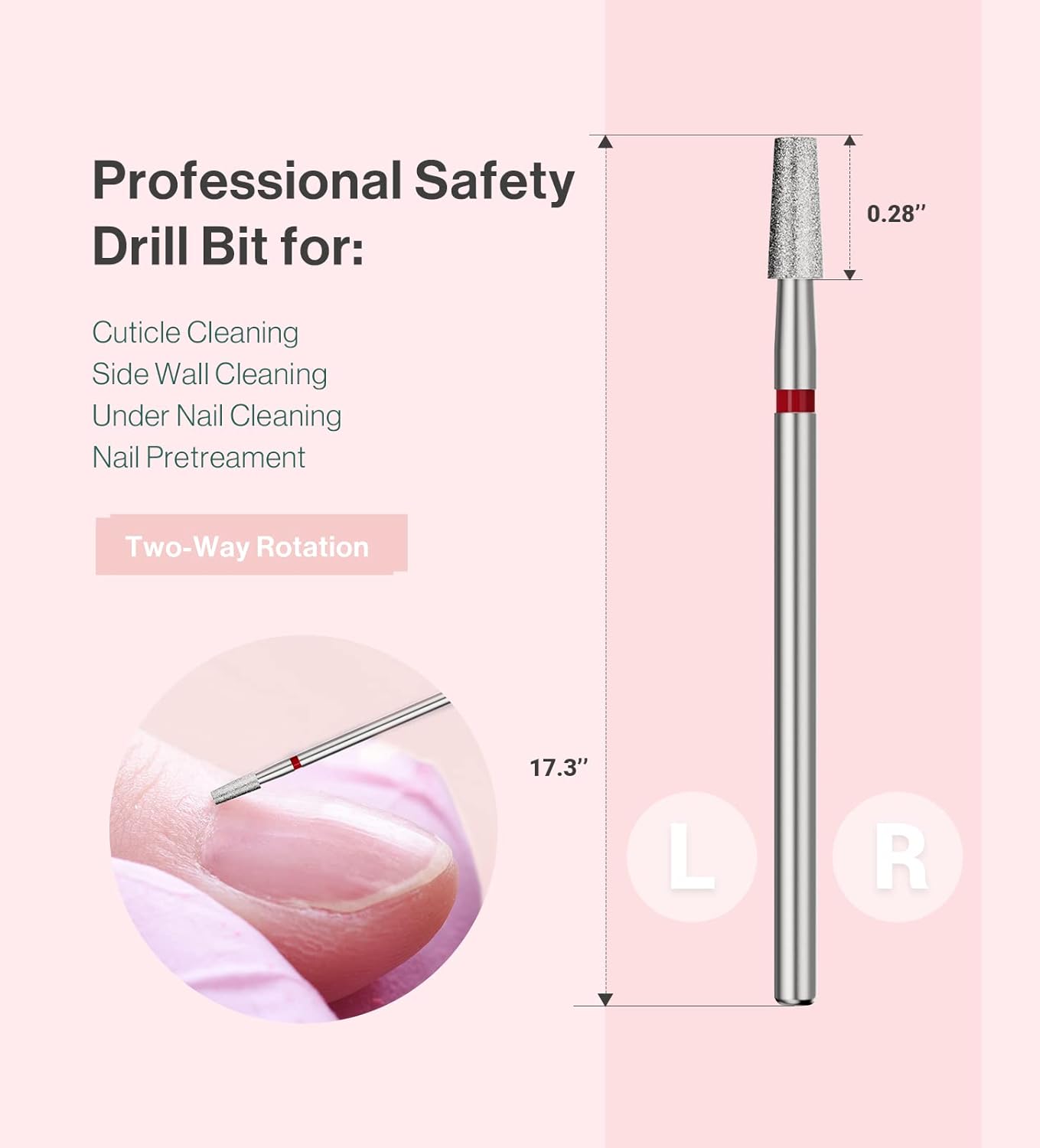 MelodySusie 3mm Short Tapered Barrel Cuticle Clean Nail Drill Bit 3/32'', Professional Safety Carbide Diamond Under Nail Cleaner for Cuticle Dead Skin Nail Prepare, Beginners Bits, Series Bit-S, Fine