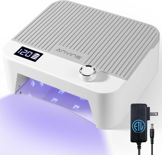 UV Nail Lamp 120W, Professional UV LED Lamp for Gel Nails Long-Lasting 30Pcs Beads Cordless Gel Nail Light, Fast Curing Nail Dryer with Knob for Home Salon DIY Grey