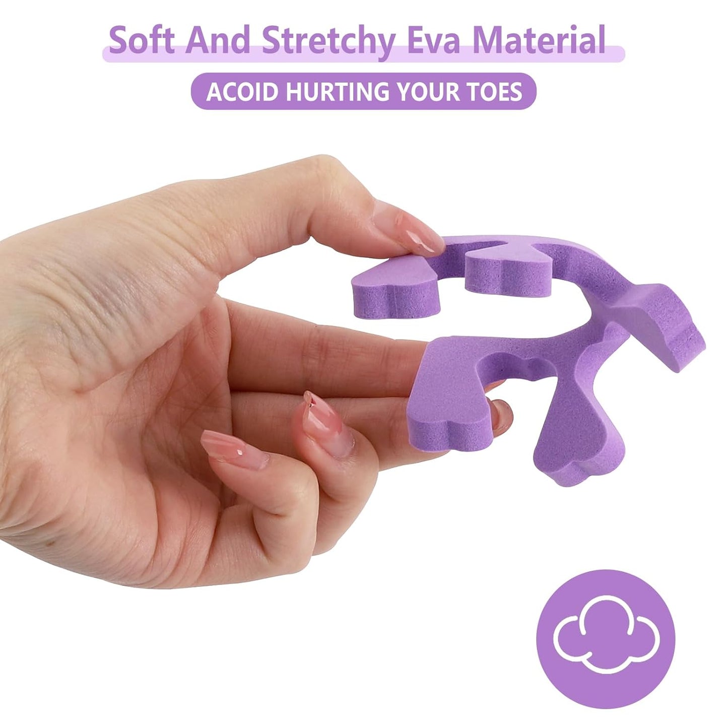 Toe Separators Set - 52 Pieces Premium Pedicure Tool, Spa Party Salon Polishing Separator (Purple)