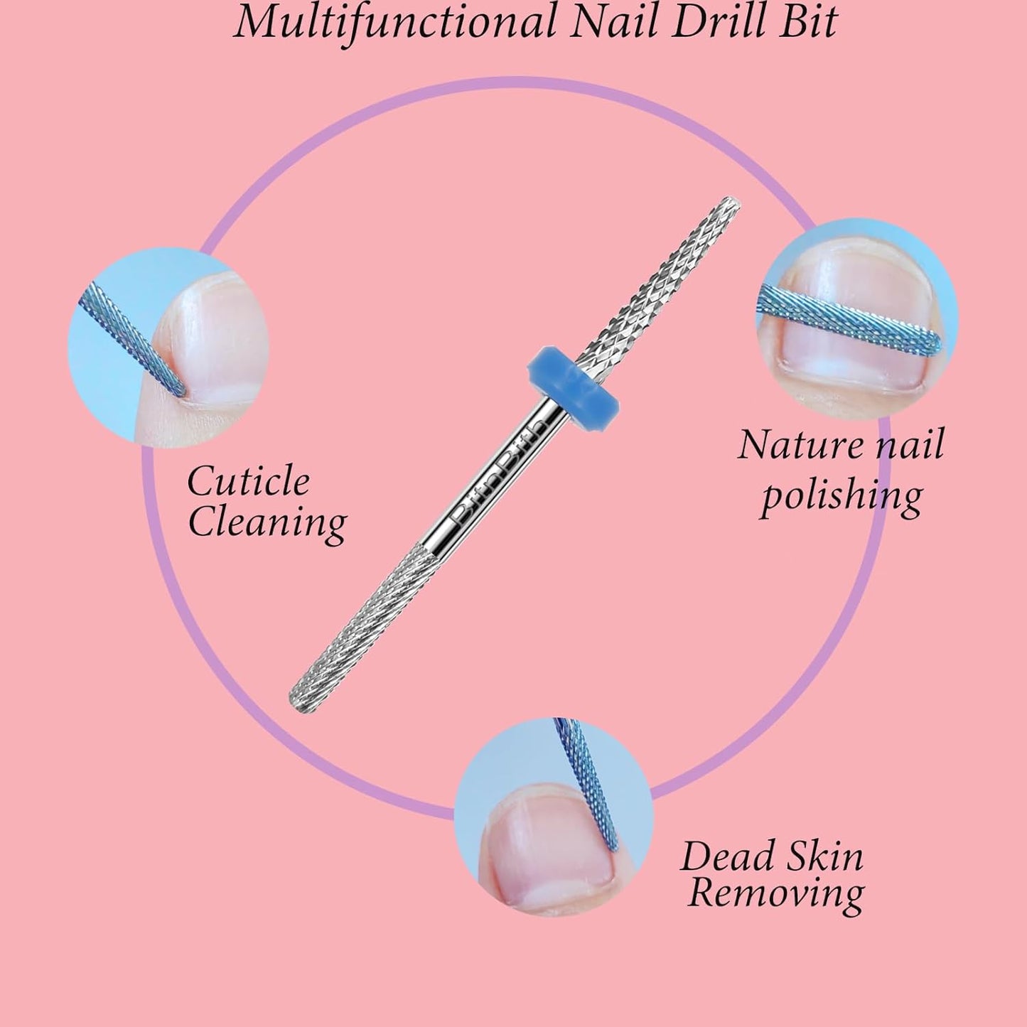 Nail Drill Bit Double Heads Cuticle Nail Drill Bit 3/32" Professional Tungsten Carbide Nail Bit,Safety for Nail Prepare,Dead Skin Cleaner,Manicure Pedicure Nail Supplies Home Salon,Medium