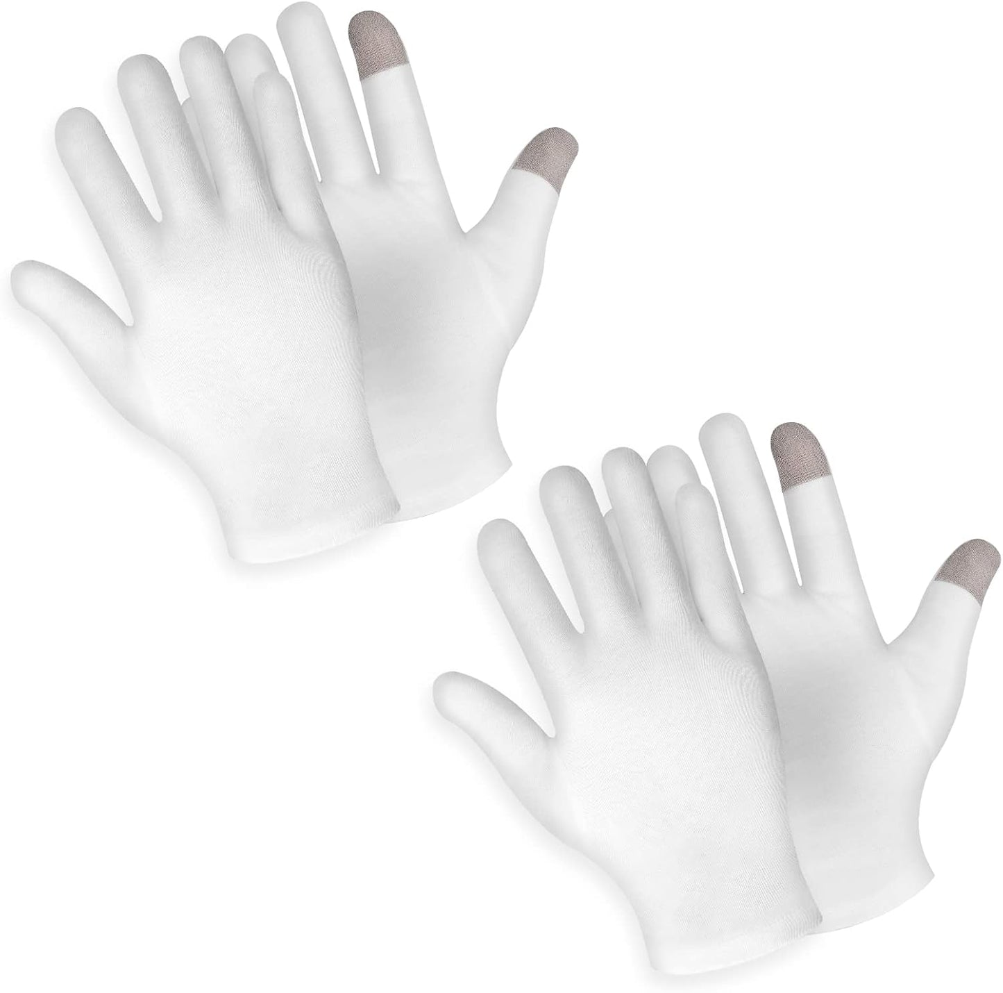 Sibba 2 Pairs Touch Screen Moisturizing Gloves White Cotton Moisturizing Gloves Overnight Bedtime Heal Eczema Sleeping Lotion Hand Spa Treatment Gloves Repair Rough Cracked Dry Chapped Hands Skin