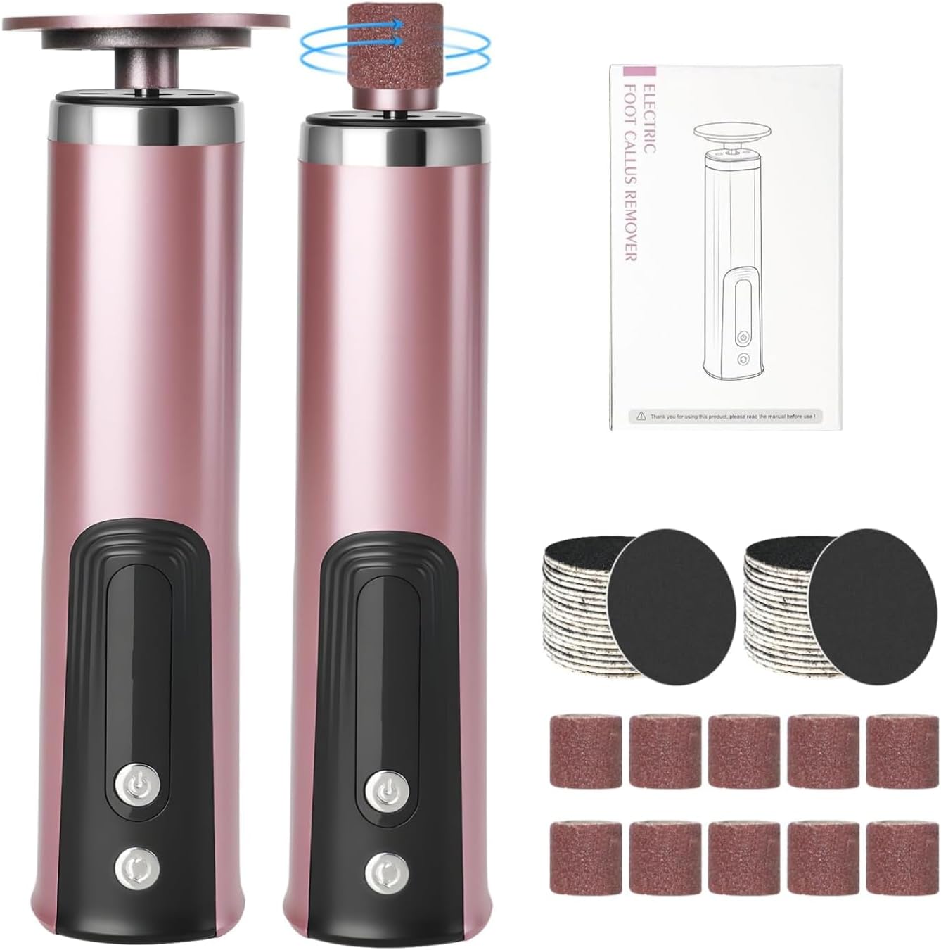 Callus Remover for feet, Electric Foot Callus Remover, Foot File with 6 Adjustable Speed, Foot Scrubber Scraper with 2 Grinding Heads & Sandpaper Discs, Pedicure Tools for feet with Digital Display