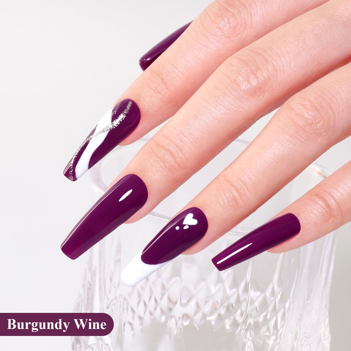 Imtiti Burgundy Gel Nail Polish, Burgundy Wine Gel Polish Autumn Winter Soak Off UV LED High Gloss Art Manicure Salon DIY Design 10ML