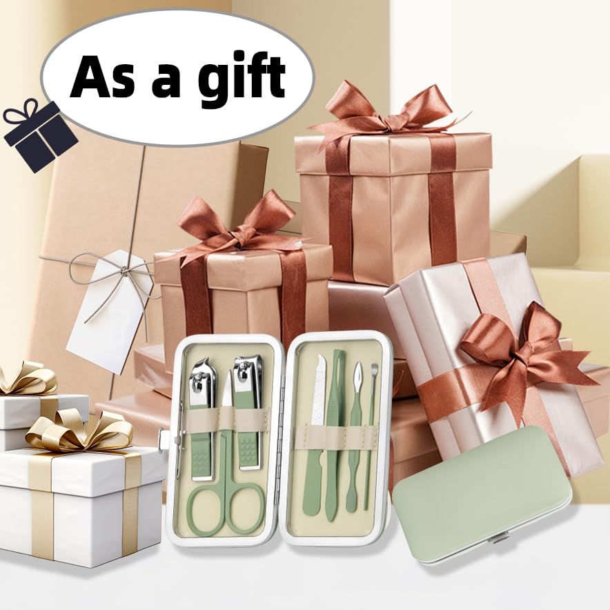 Manicure Kit for Men Women Nail Clippers Pedicure Tools Kit Travel Nail File Toe Set Finger Grooming Kits Christmas Birthday Gifts Ideas Stocking Stuffers Kids Adults Teens Boys Girls Friends(Green)