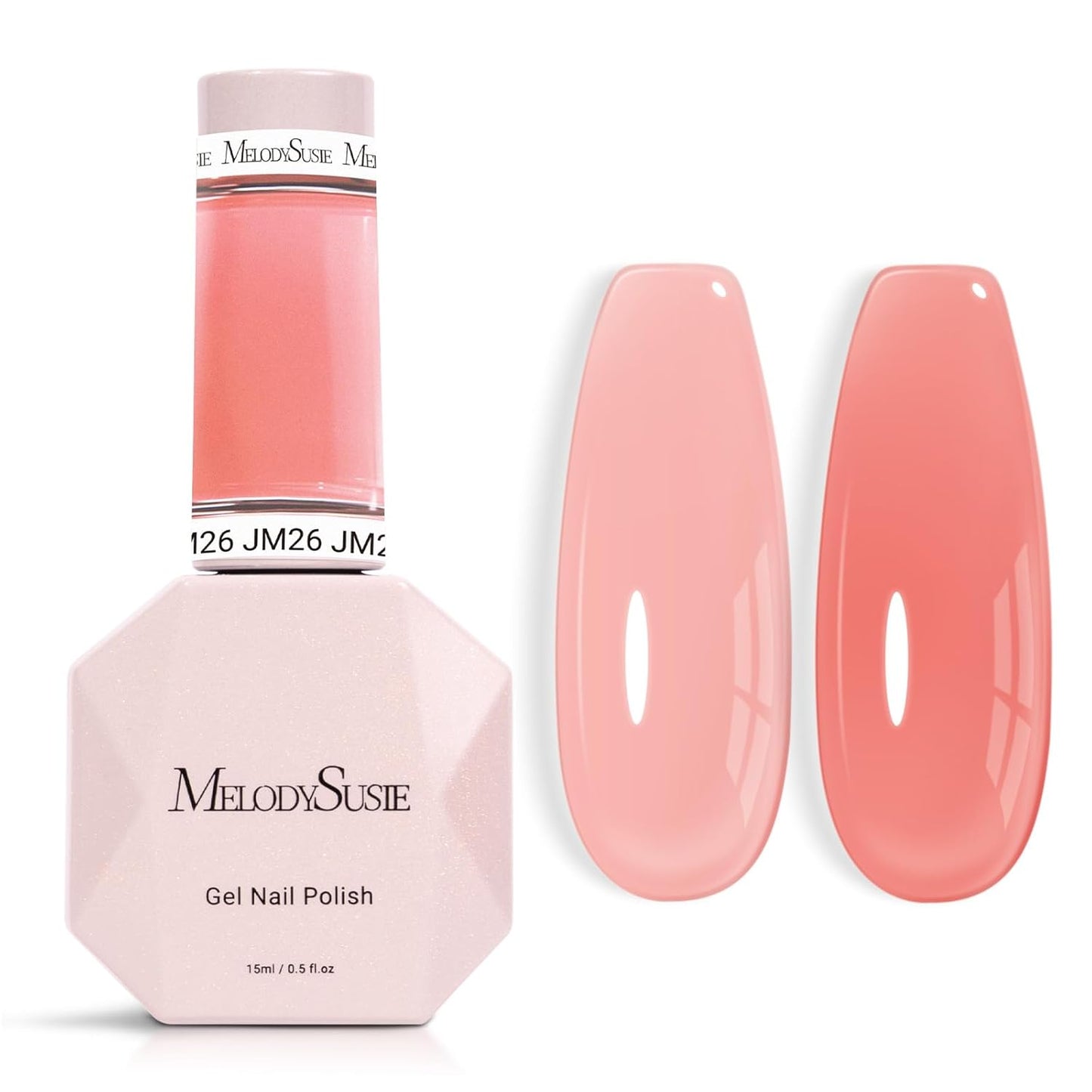 MelodySusie Jeweliver Nude Gel Nail Polish, 0.5Fl.oz Milky Gel Polish Pastel Color Soak Off UV LED Light Cure Gift for Women Manicure Nail Art DIY at Home JM26