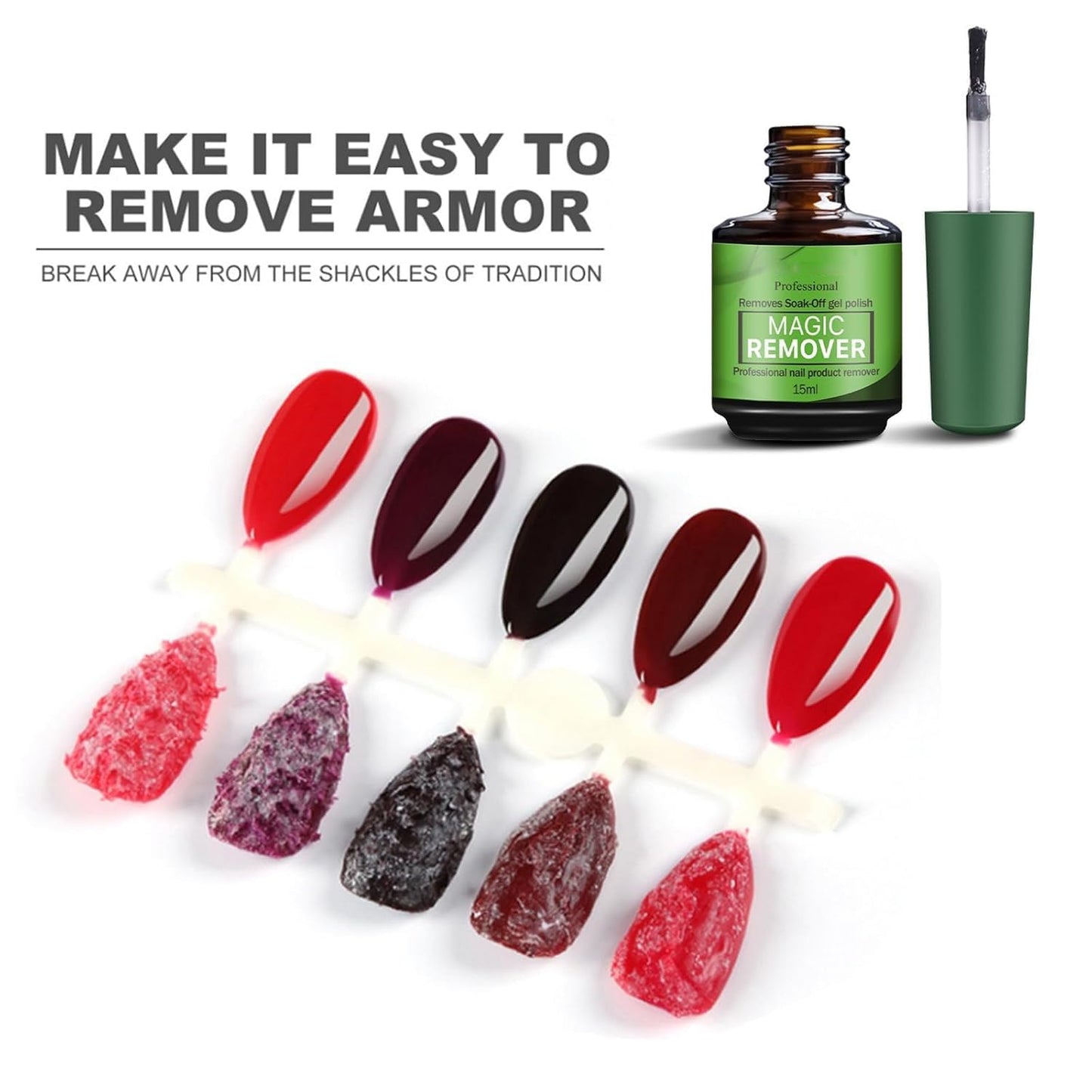 15ML Gel Nail Polish Remover, Gel Polish Remover for Nails, Professional Remove Gel Nail Polish, Quick & Easy Polish Remover In 2-3 Minutes