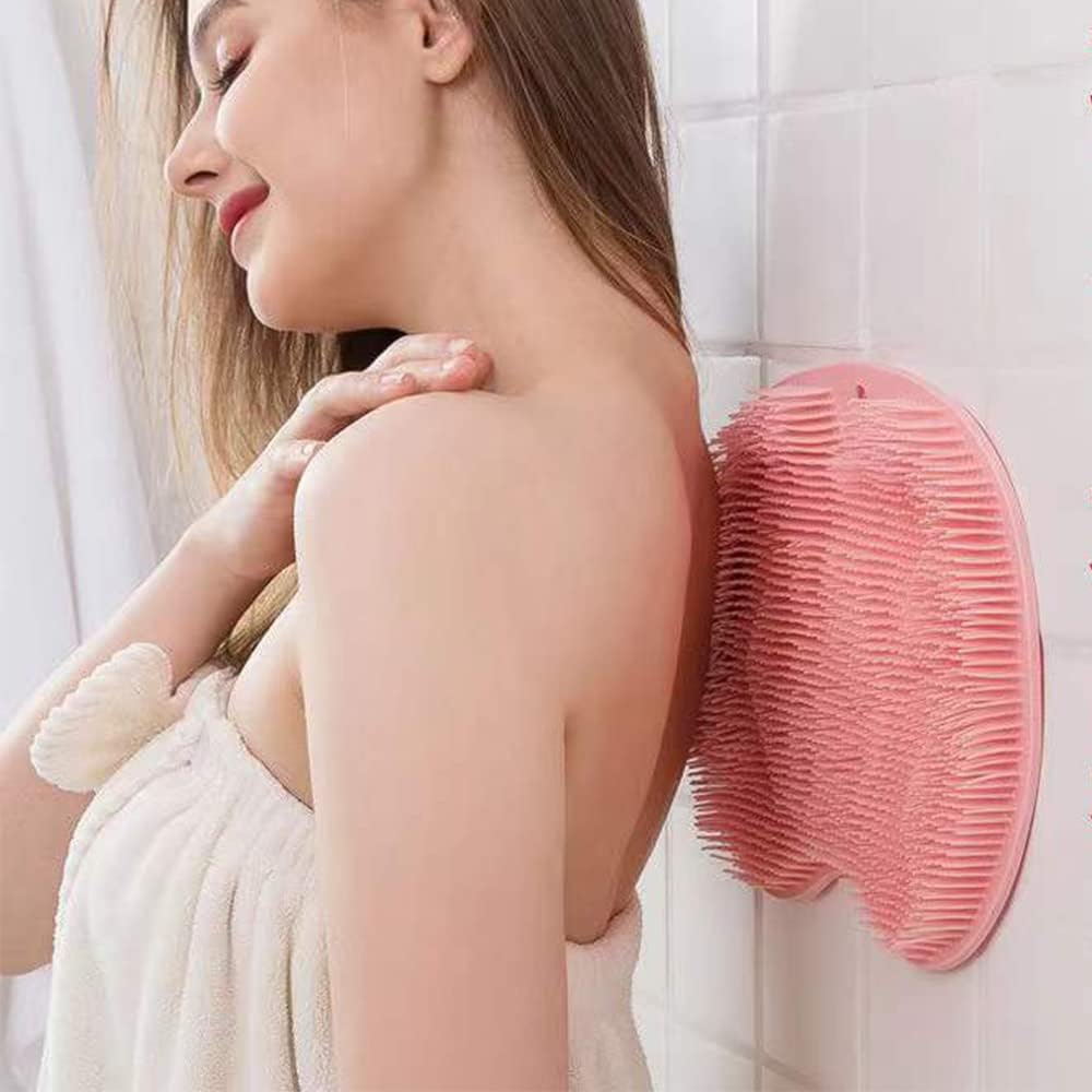 Shower Foot Scrubber Mat with Non-Slip Suction Cups, Foot Back Cleaning Pad Back Washer Exfoliating Bath Wash Pad, Wall Mounted Slip Suction Cups for Use in Cleaner Men and Women (Yellow)