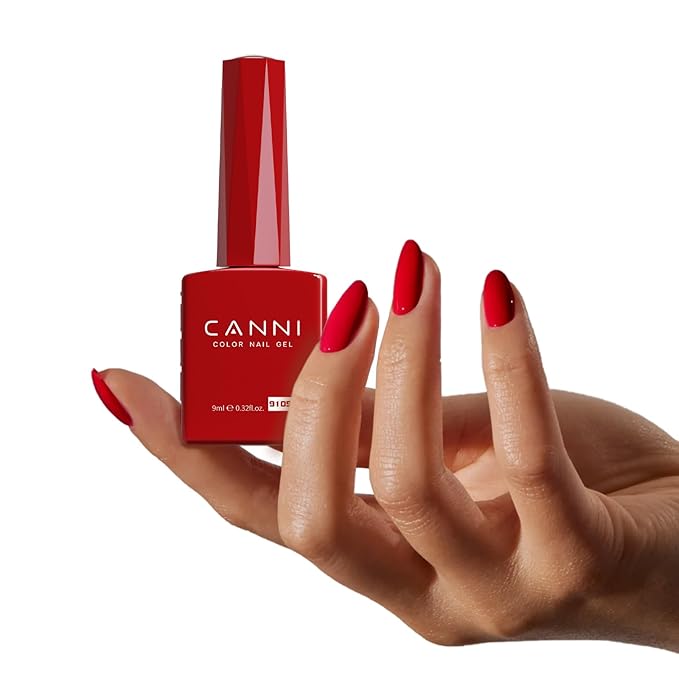 CANNI Red Gel Nail Polish, 1Pcs Red Gel Polish Bright Color High Gloss Soak Off U V French Nail Manicure Salon DIY