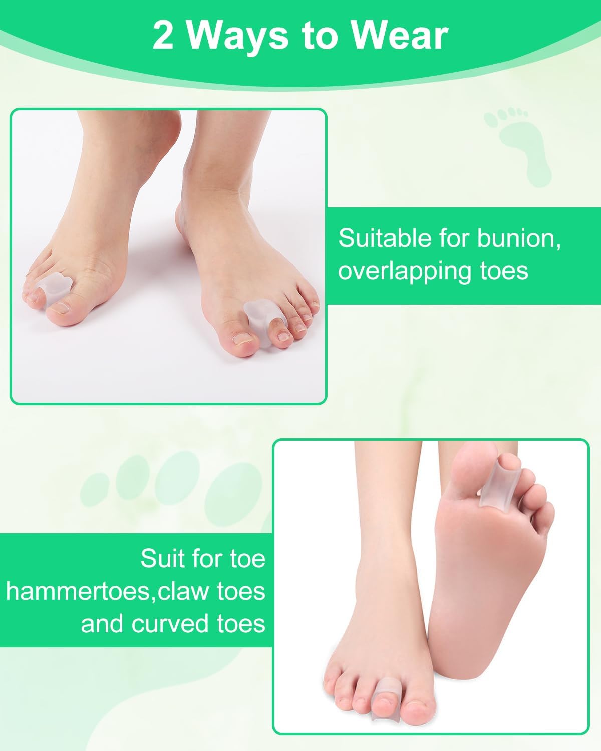 12Pcs Hammer Toe Corrector Straighteners for Women and Men Curled Toes, Crooked, Claw, Hammertoe, Gel Toe Splints Bunion Spacer Separators for Straightening (Multi-size)