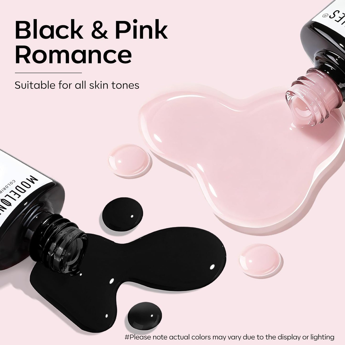 modelones French Tip Gel Nail Polish Set 2 Pcs 15ml Black and Milky Pink French Manicure Kit Sheer Pink Soak Off U V LED Jelly Base Color Gel Polish Nail Art Home DIY Gift for Women