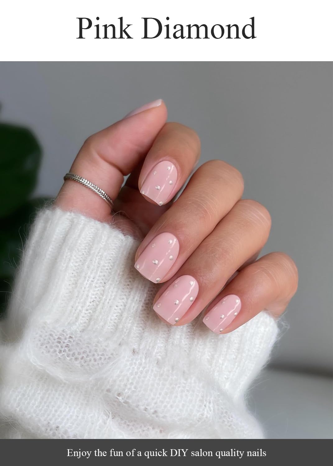 Semi Cured Gel Nail Strips (Pink Diamond), 20 Pcs Gel Nail Wraps, Stickers, UV Light Required, Salon Quality, Long Lasting