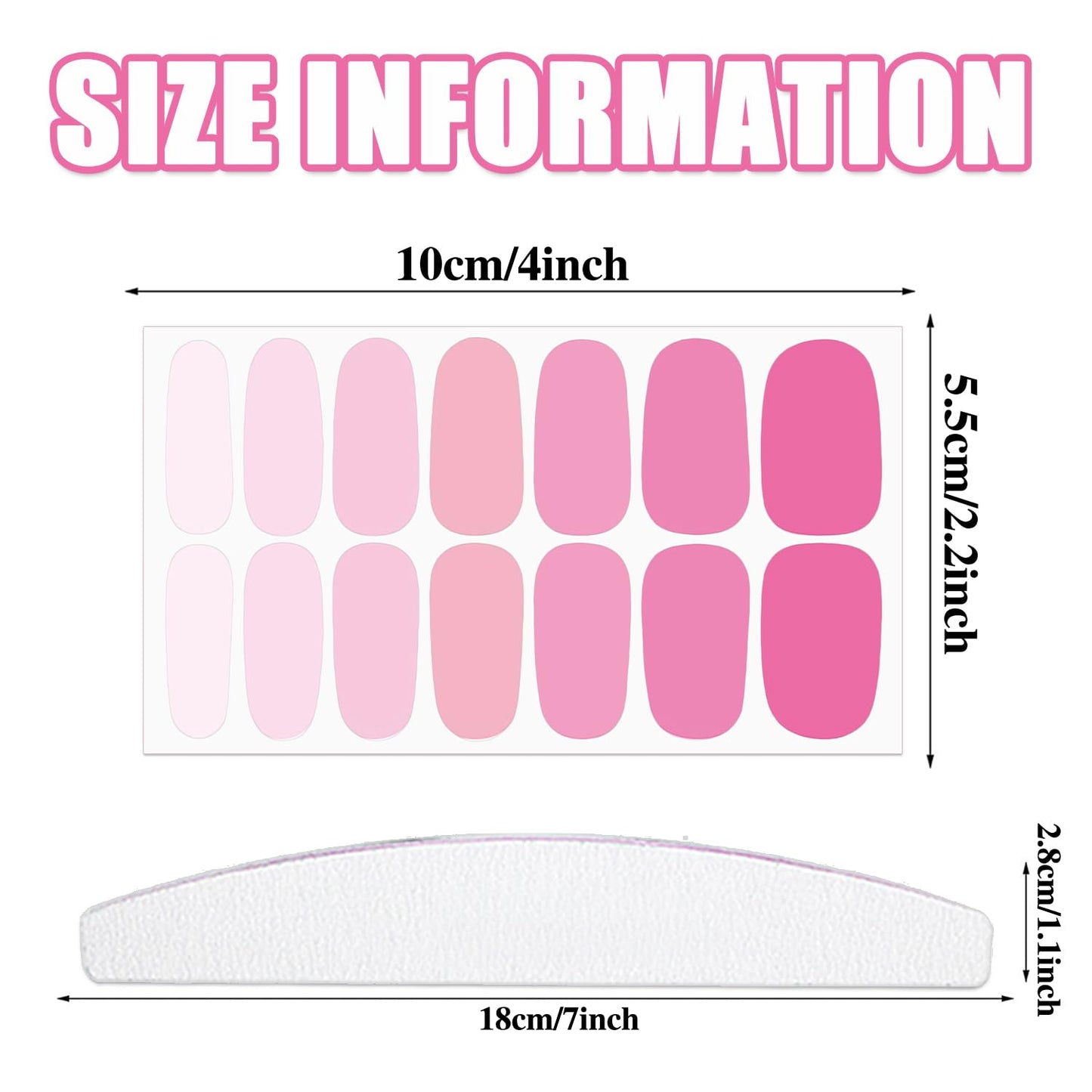 WOKOTO 20 Sheets Self-Adhesive Nail Polish Stickers Tips with 1pcs Nail File Full Nail Wraps Nail Art Decals Cute Light Color Series Gel Nail Strips Manicure Kit for Girls Women Stick On Nails