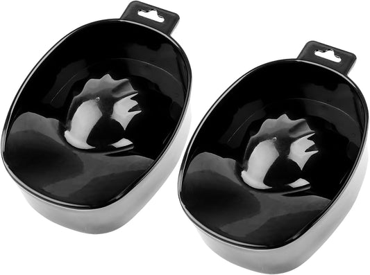AUEAR, 2 Pack Manicure Bowl Nail Soaking Art Hand Soak Treatment Bowls Tray for SPA Tools (Black)