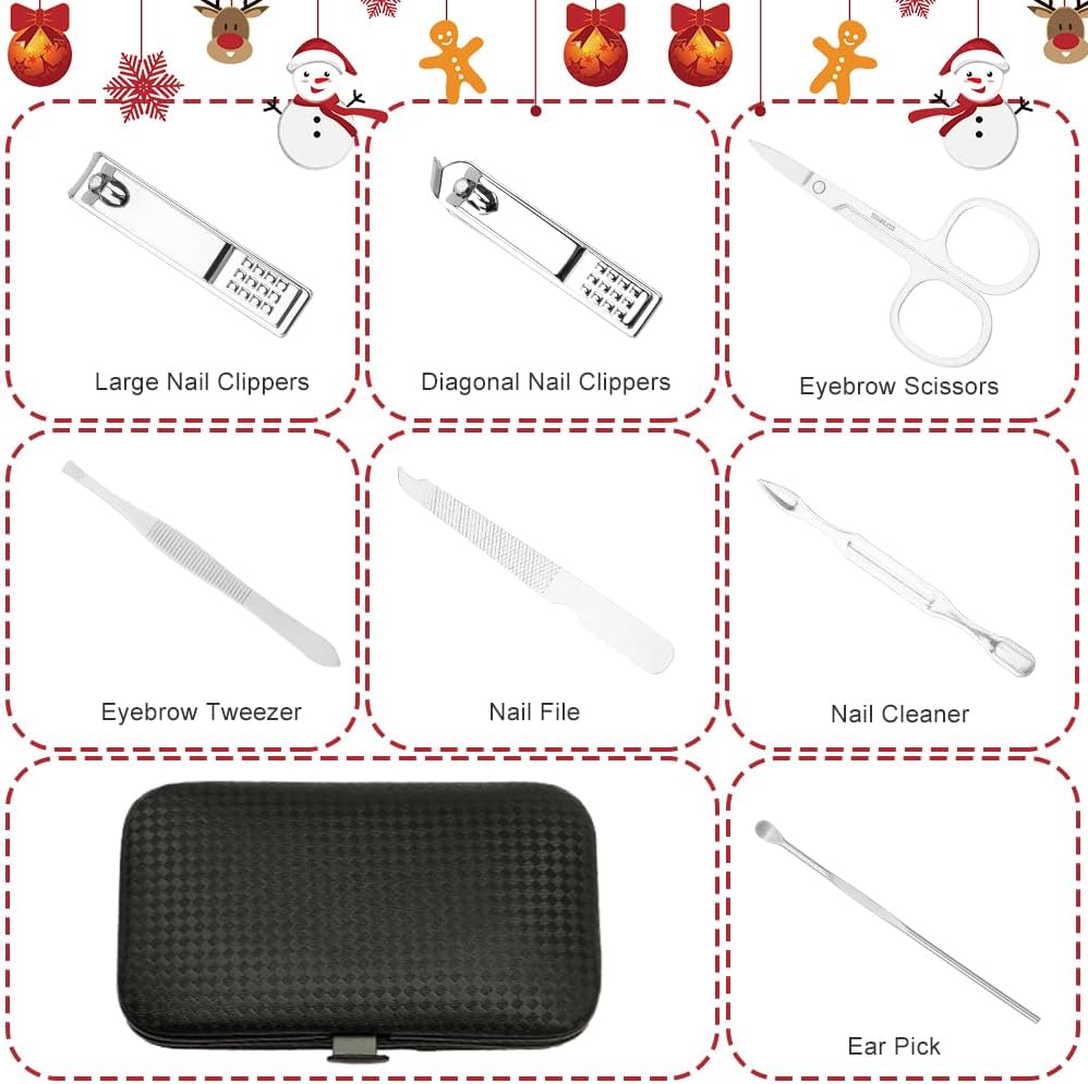 Stocking Stuffers for Women,Nail Clippers Set,Nail Kit 7 in 1 Manicure Set Pedicure Tools for Feet,Fingernail Toenail Clippers Women Grooming Kit Christmas Gifts with Gift Box