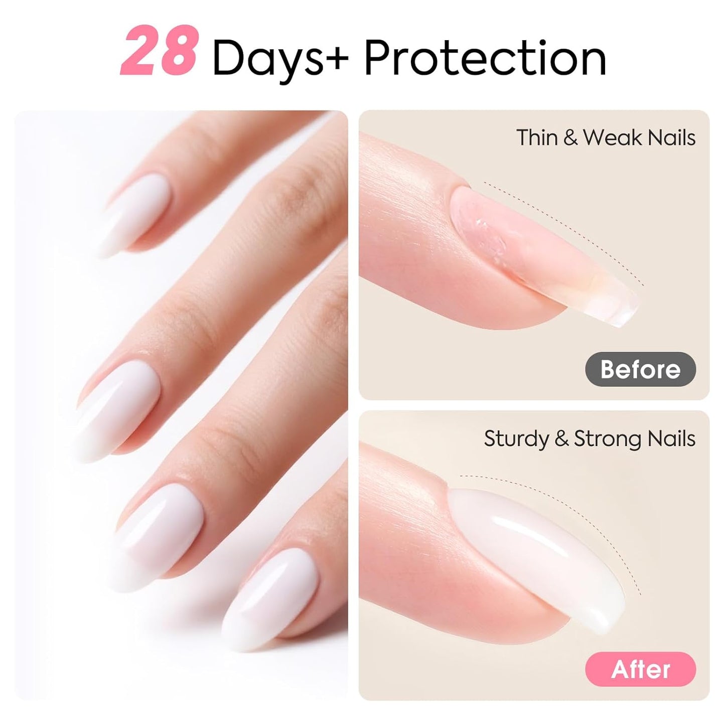 CANNI Rubber Base Gel - 9ml White Nail Strengthener Gel, Flexible Base Coat for Weak Nails, UV LED Soak Off Natural Look Manicure DIY Women