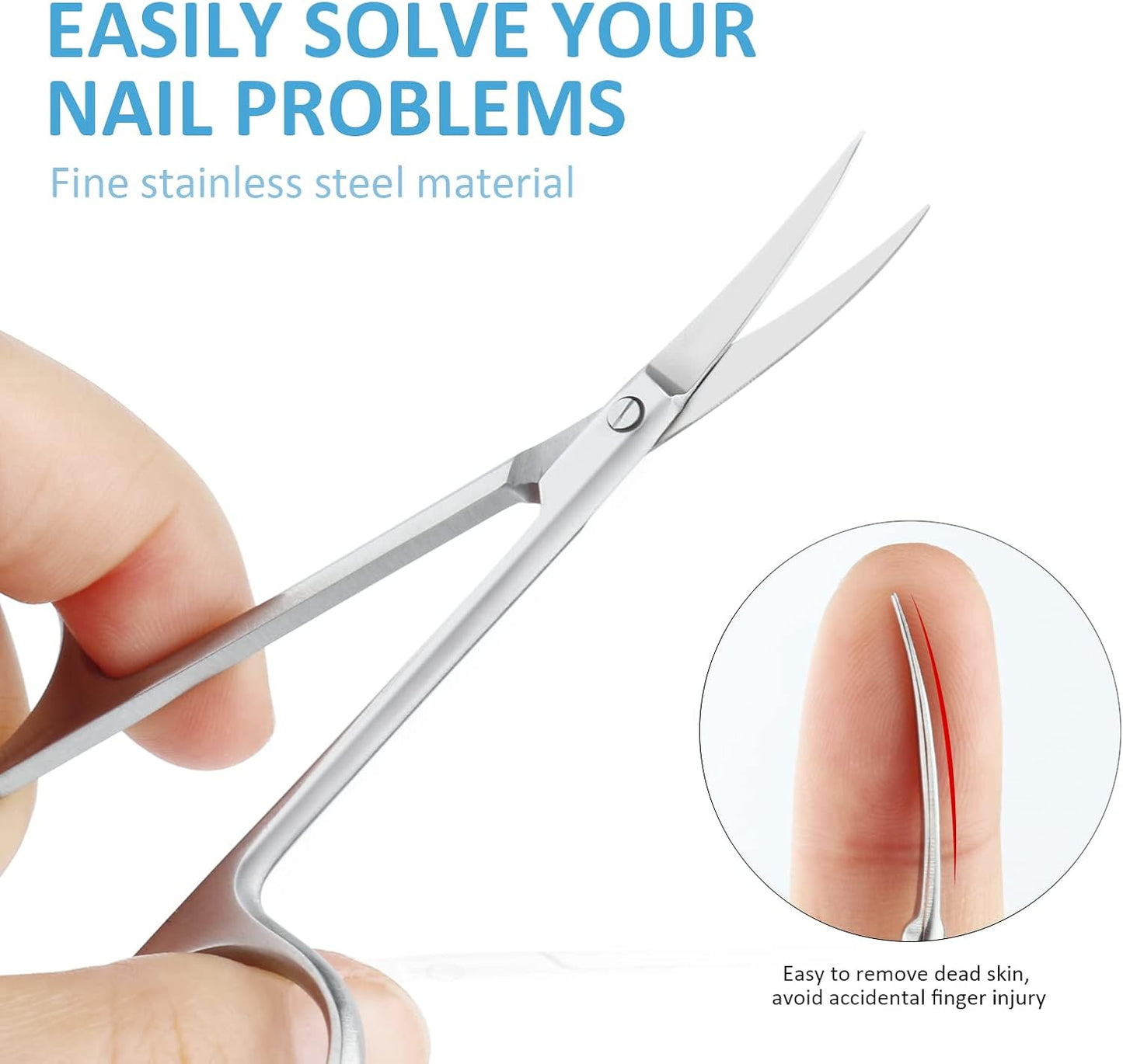 Qunzhao Cuticle Scissors for Women and Men Curved Stainless Steel with Tip Grooming Blades Manicure Nail for Dry Skin Nail Scissors (2)