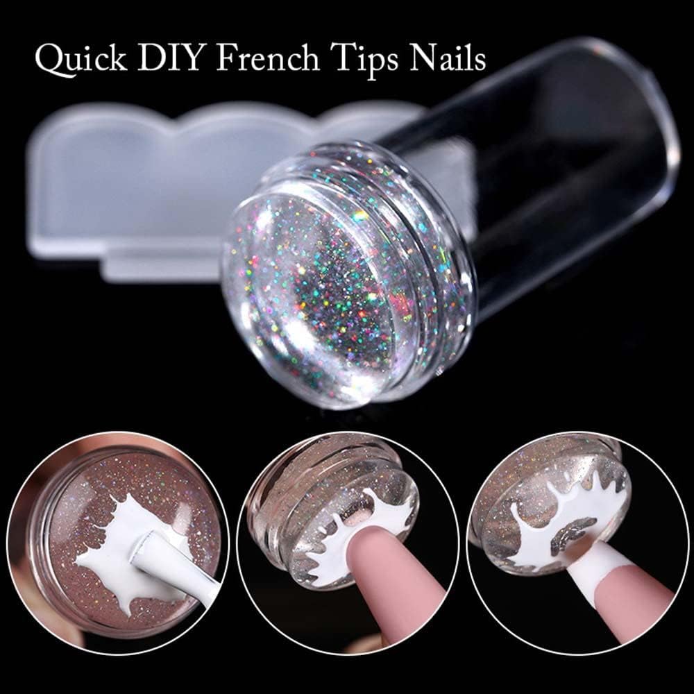 Nail Seal Stamp Silicone Stamper Nail Transfer Print Scraper Plate Transparent Nail Stamper Nail Seal Stamp Manicure Beauty Nail Tool, Nail Art and Polish