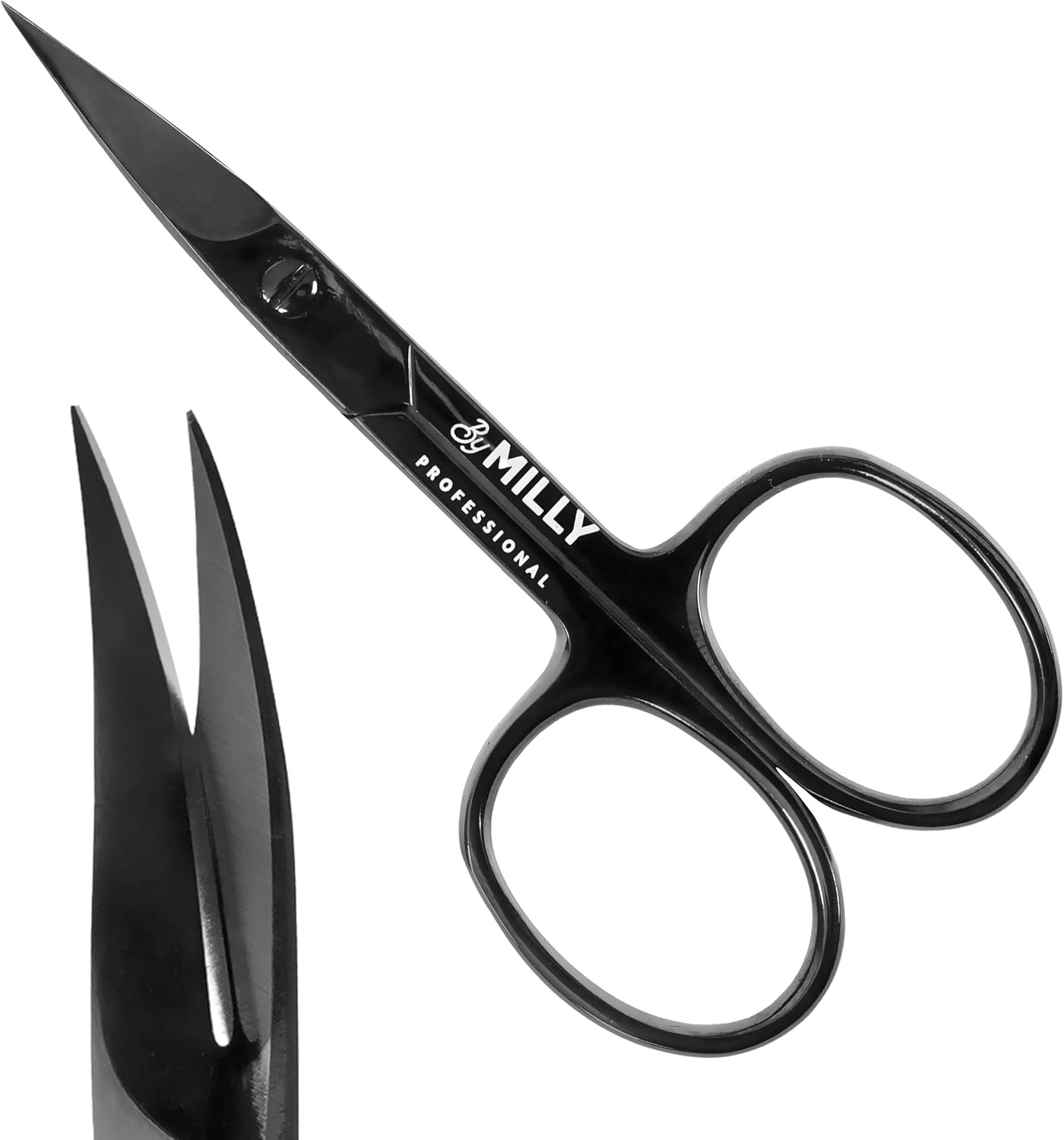 Professional Nail Scissors | High Carbon Stainless Steel | Manicure | Razor Sharp Curved Blade for Women - 100% Stainless Steel Beauty Scissors for Nails (Black)