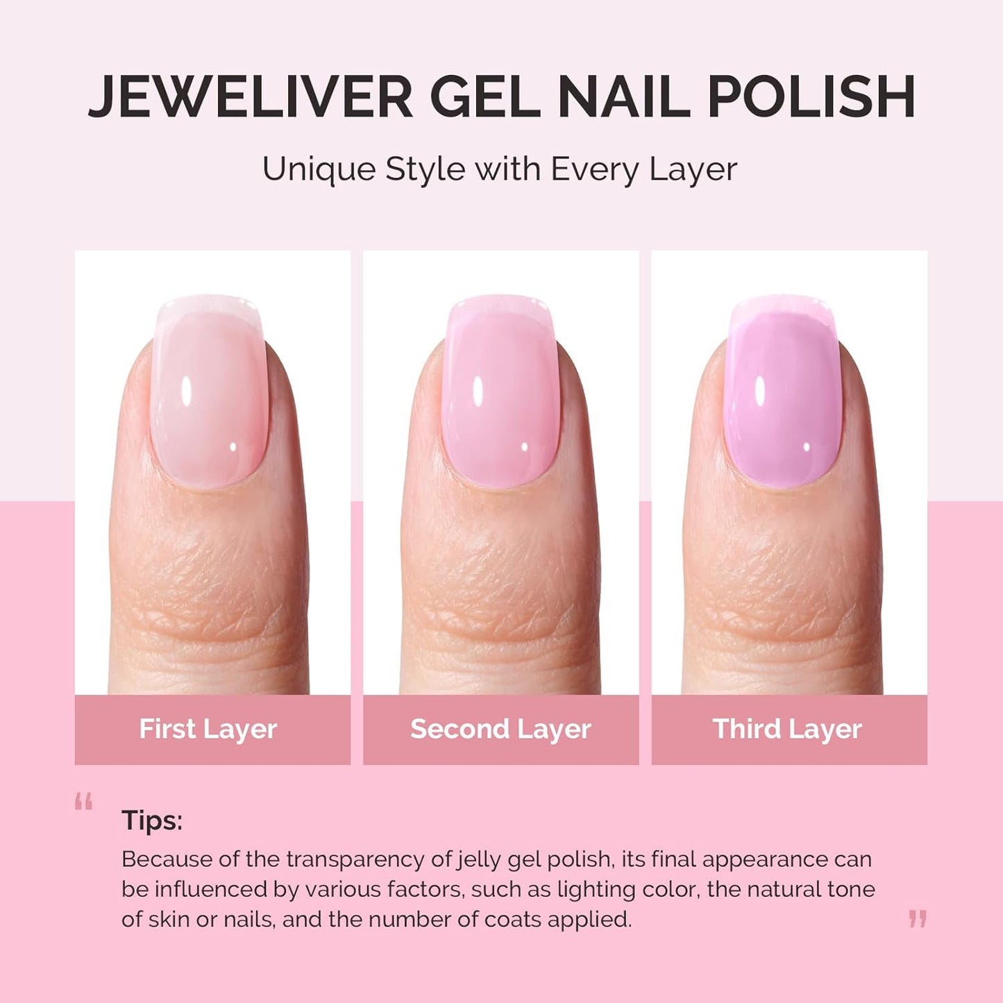 MelodySusie Jeweliver Gel Nail Polish, 0.5Fl Oz Pink Puprle Jelly Gel Polish Sheer Translucent Nude Soak Off UV LED Light Cure Spring Summer Colors Manicure Nail Art DIY at Home JM07