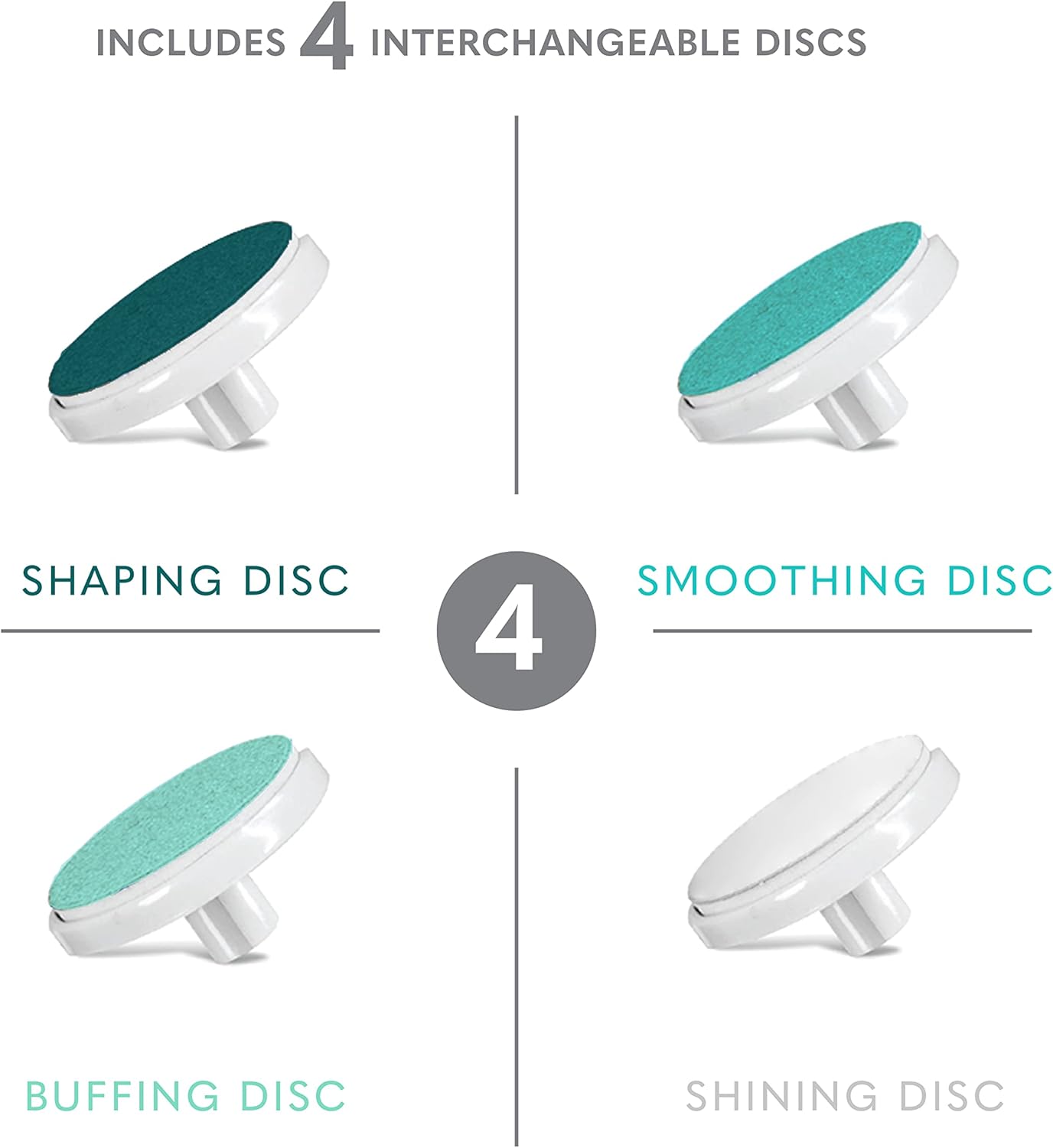 BELLASONIC 4-in-1 Rechargeable Electric Nail File Set with Travel Pouch – Unique Oscillating Head – Shape, Smooth, Buff & Shine Nails – Remove Cuticles & Calluses (White/Silver)