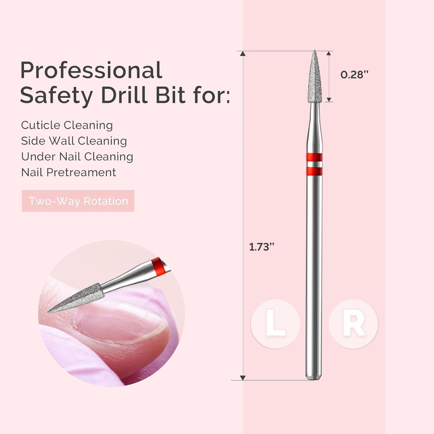 MelodySusie 1.8mm Flame Pentagon Shape Cuticle Clean Nail Drill Bit 3/32'', Professional Safety Carbide Diamond Under Nail Cleaner for Cuticle Dead Skin Nail Prepare, Beginners Bits, Series Bit-S, F