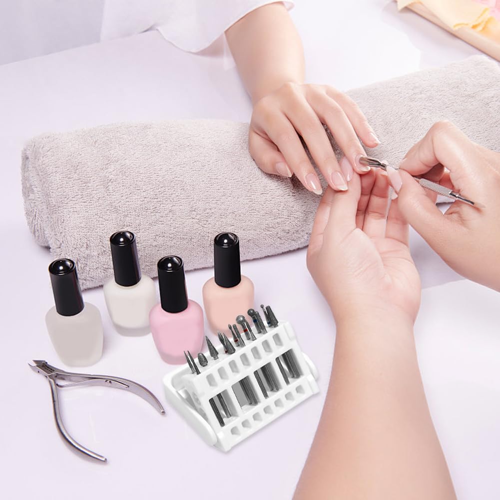 Joyzan Nail Drill Bit Holder Stand, Dust Proof Exhibition Display Storage Case Displayer Portable 16 Holes Manicure Tools Box Tech Art Supply Rack Container Grinding Head Organizer Home Salon 4PCS