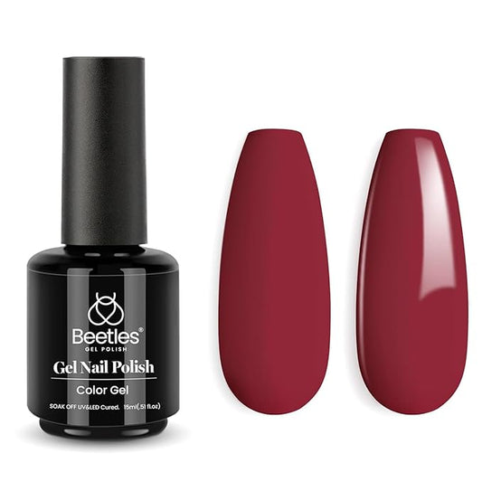 Beetles Red Gel Nail Polish - Dark Red Color Soak Off Mulled Wine Gel Polish Retro Modern 1Pcs 15ml Nail Art Manicure Fall Salon
