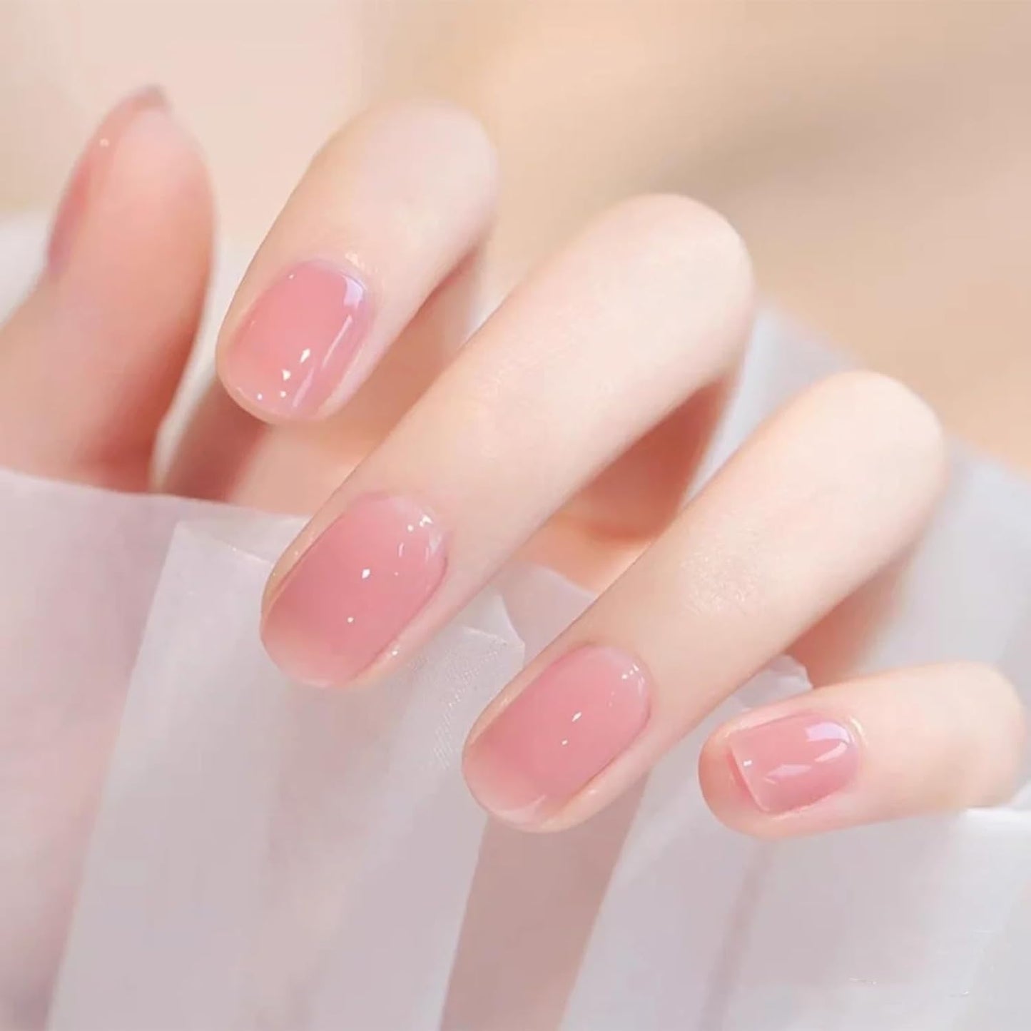 COSMOO Clear Pink Nail Polish, 12ml Nude Peach Quick Dry Nail Lacquer for Nail Art Varnish, Long Lasting Sheer Pink Polish, 0.41 fl oz