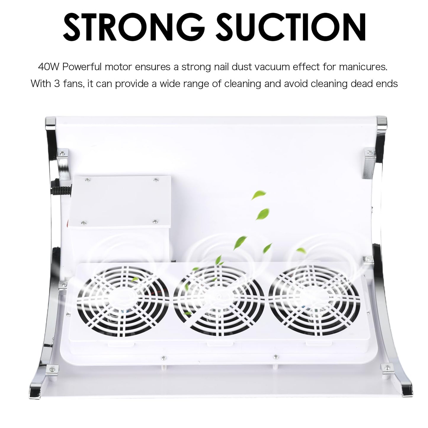 Nail Dust Collector Powerful Nail Vacuum Dust Collector, 40W Nail Dust Vacuum Cleaner Dust Extractor for Poly Nail, Acrylic Fan Vacuums Dust Suction Machine Manicure Dust Collector for Nails
