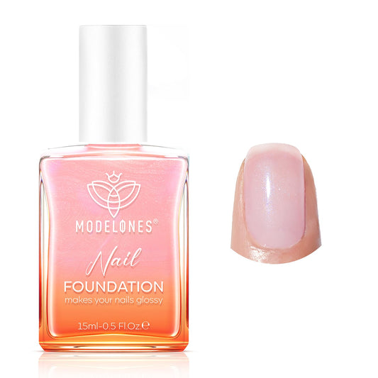 modelones Nail Strengthener, Sparkle Pink Nail Natural Concealer Foundation Polish Air Dry Nail Growth Polish for Damaged Nails Imperfection Masking Gifts for Women 15ml