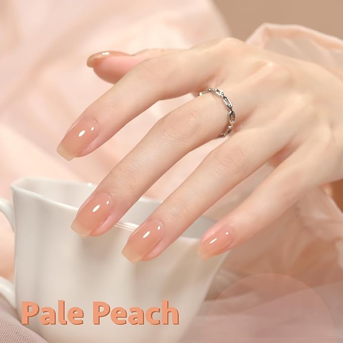 GAOY Jelly Nude Gel Nail Polish, 16ml Sheer Peach Translucent Gel Polish, UV Light Cure for Nail Art DIY, 1717 Pale Peach