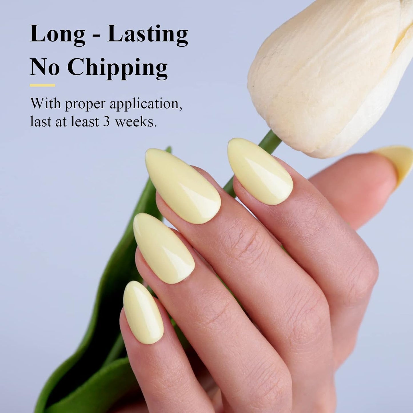 Imtiti Pastel Gel Nail Polish, 0.5 Fl Oz Creme Light Yellow Gel Polish Soak Off LED U V Nail Gel Polish Neutral Spring Summer Easter Gel Nail Polish DIY Nail Art Starter Manicure Salon Gel Nail Kit