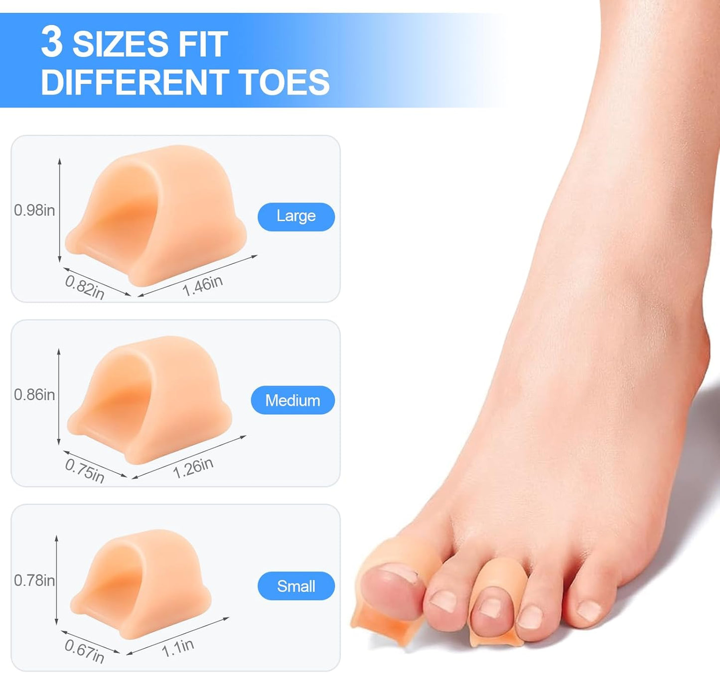Hammer Toe Corrector, 6 Pack Toe Spacers, Toe Straighteners for Curled Toes, Bunion Corrector for Preventing Rubbing & Relieve Pressure (Small)